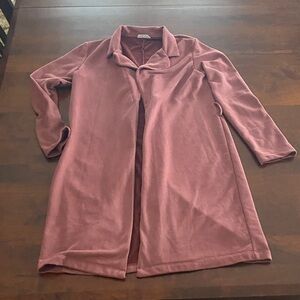 Dusty Pink/Mauve Long ‘microsuede’ cardigan blazer